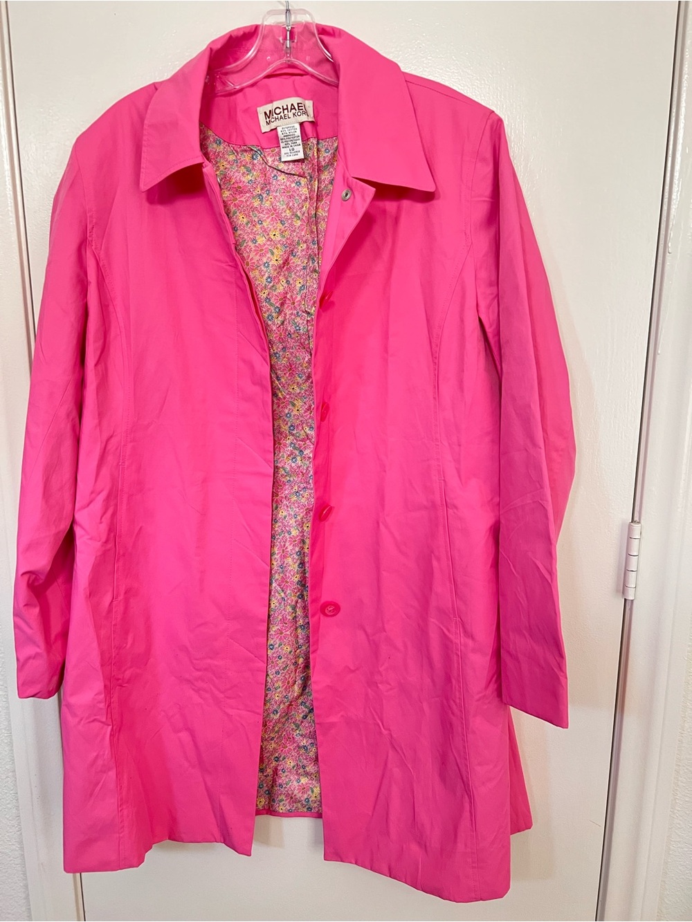 Michael Kors Vibrant Pink Single-Breasted rain Coat - Picture 3 of 7